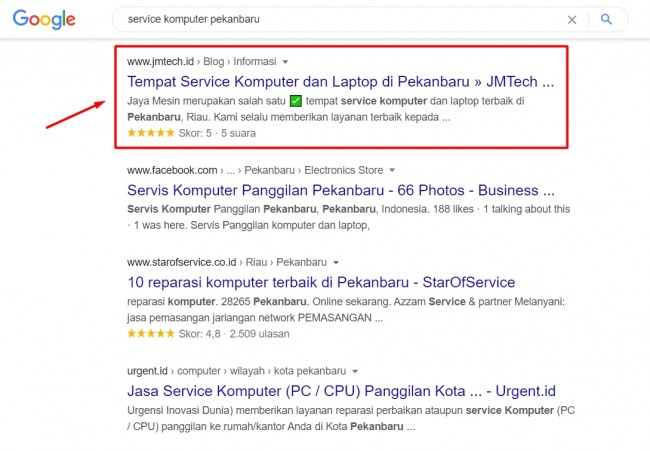 SEO Service Komputer Pekanbaru JMTech