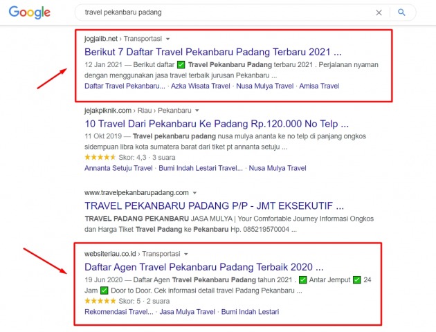 SEO Travel Pekanbaru Padang